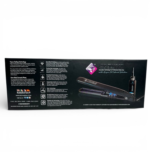 Ceramic Tourmaline Vapor Styling BLACK Flat Iron with Argan Infusion Oil - Picture 7 of 8